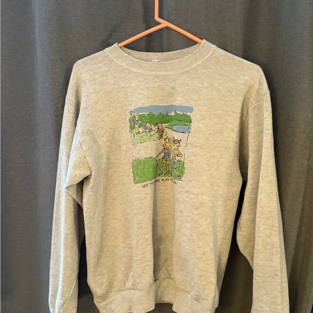 vintage gold graphic crew neck